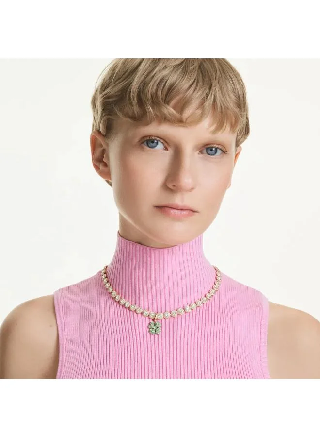 SWAROVSKI Idyllia Green Clover Charm Gold Tone Plated Bracelet